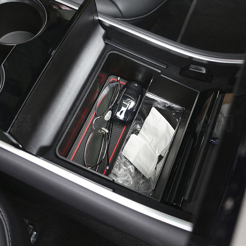 Tesla Suitable For Car Trash Can Double-layer Storage Box Storage